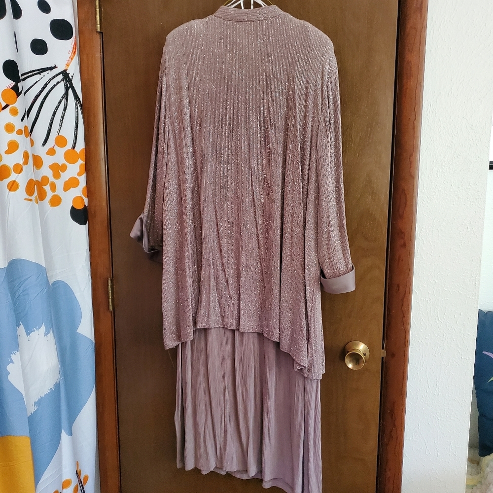 R&M Richards Shimmery Pleated Dress w/ Overlayer and Belt Accents - Picture 6 of 6